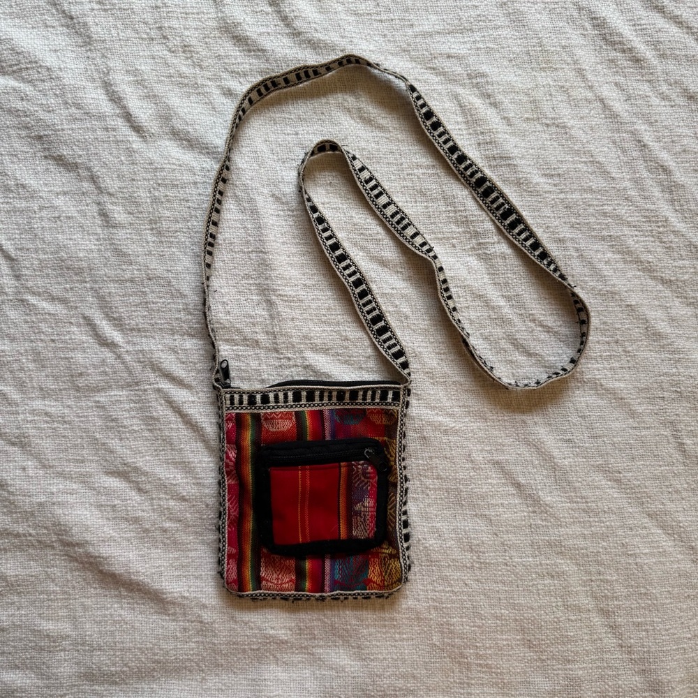 Handwoven Red Patterned Crossbody Bag